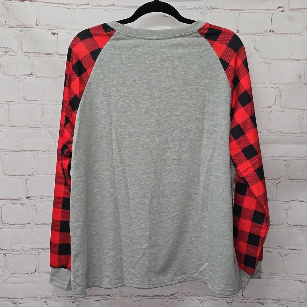 Merry Christmas Red Truck Christmas Tree Presents Plaid Sleeves Women’s Size 2x - Picture 7 of 9